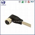 4 Pin Overmolded With Cable M8 90° Screw Type Unshielded for automotive wire har 4