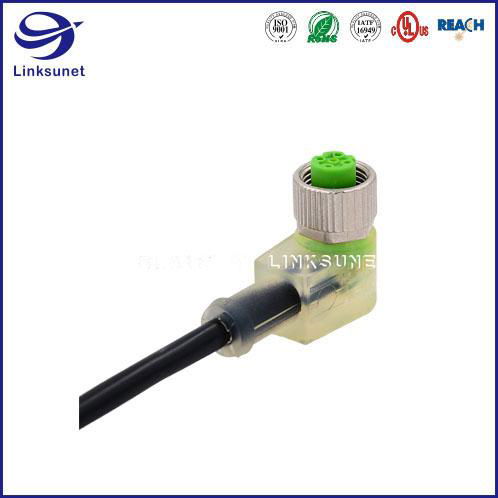 M8 Molded with Cable 90° Screw Type With LED 3 Pin for automotive wire harness 2