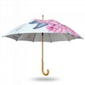 Classic style wooden medium stick color printing advertising umbrella