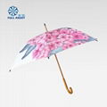 Classic style wooden medium stick color printing advertising umbrella