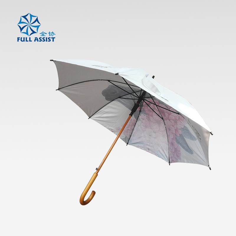Classic style wooden medium stick color printing advertising umbrella 5