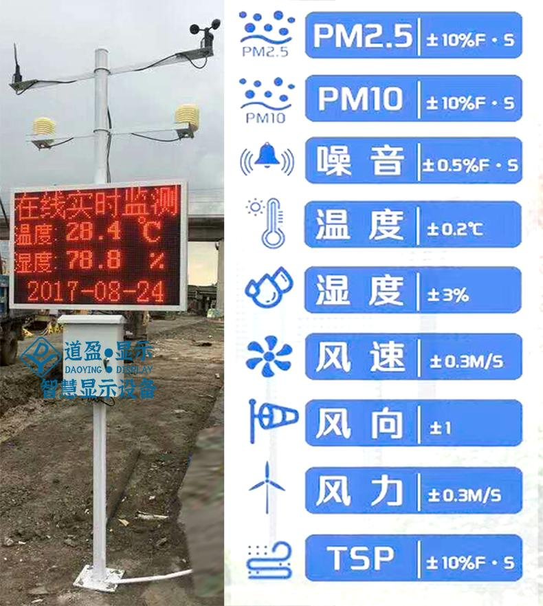 重慶工地揚塵在線環境檢測儀pm2.5溫度濕度噪音風力風向監測顯示 3