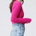 Cashmere Ribbed Sweater Fuchsia  1