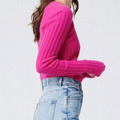 Cashmere Ribbed Sweater Fuchsia 