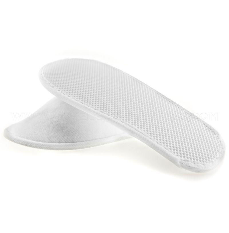 White Fleece Close Toe Hotel Slippers