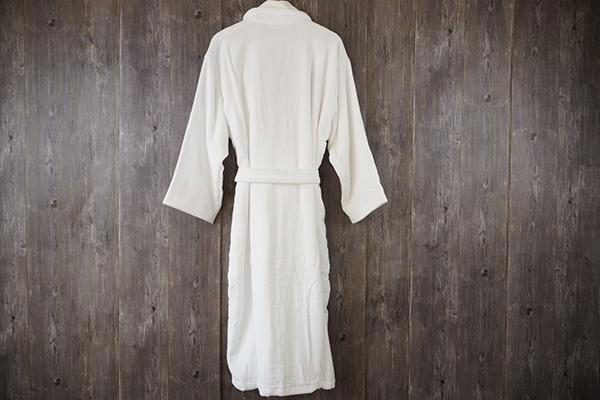 Shawl collar bathrobe 100% cotton white robe with embroidery 4