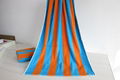 Blue and Orange Color Stripe 100% Cotton Beach Pool Towel 1