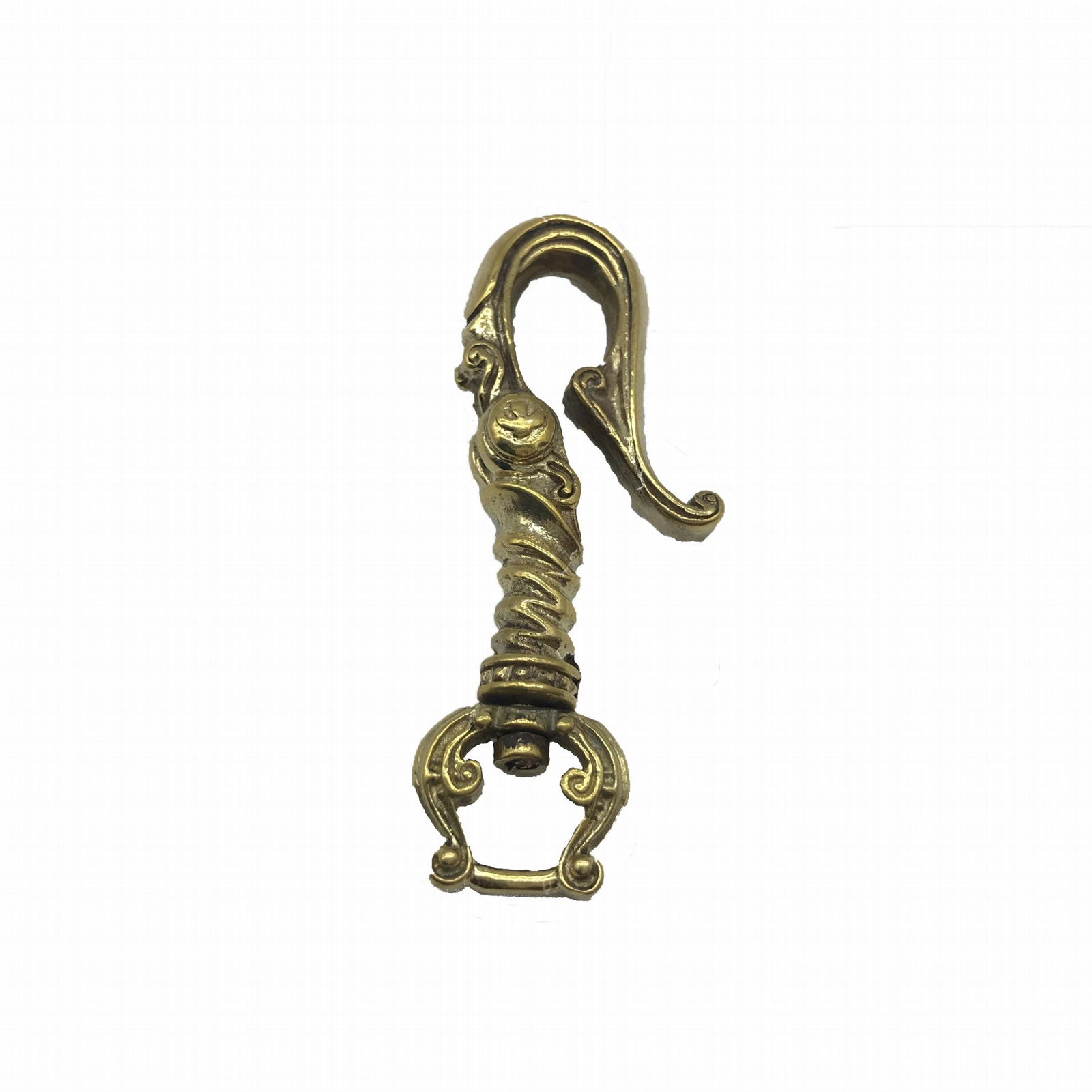 copper U-hook retro pattern DIY accessories metal key hook key chain 3