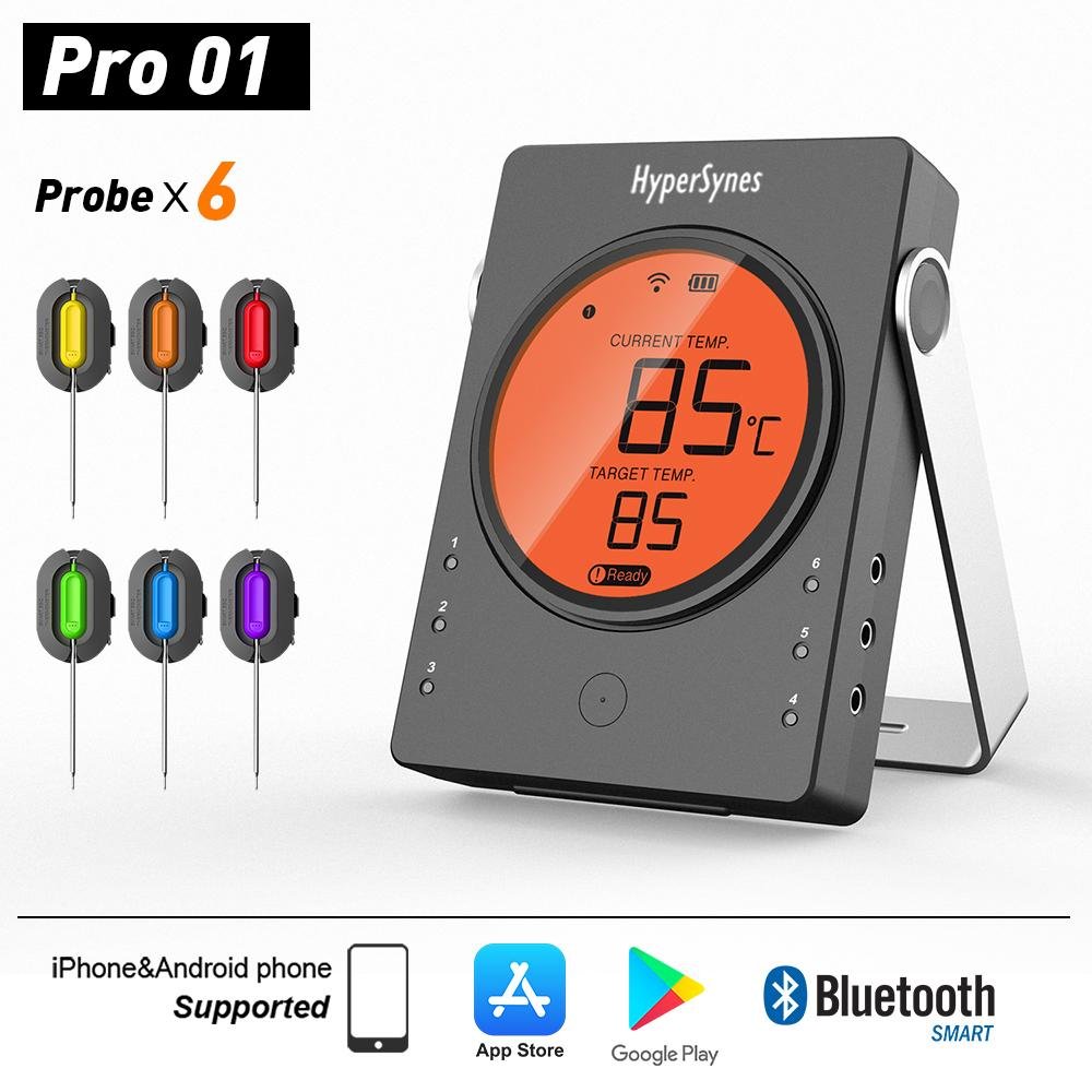 Smart Meat thermometer work with APP Long Range Timer for Smoker,Oven,Grill,Cook