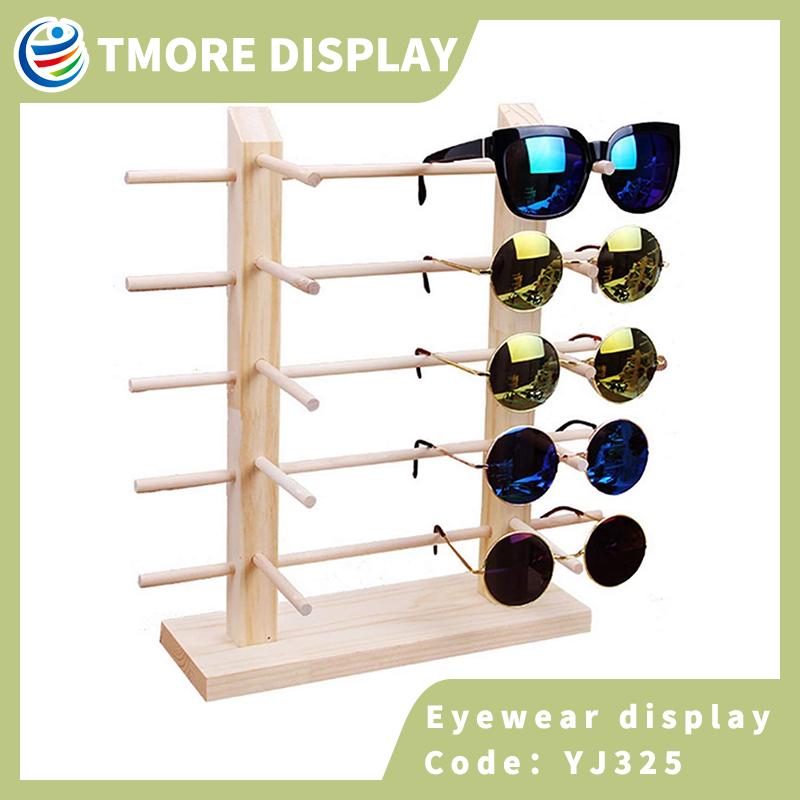 Wood tabletop eyewear display stand