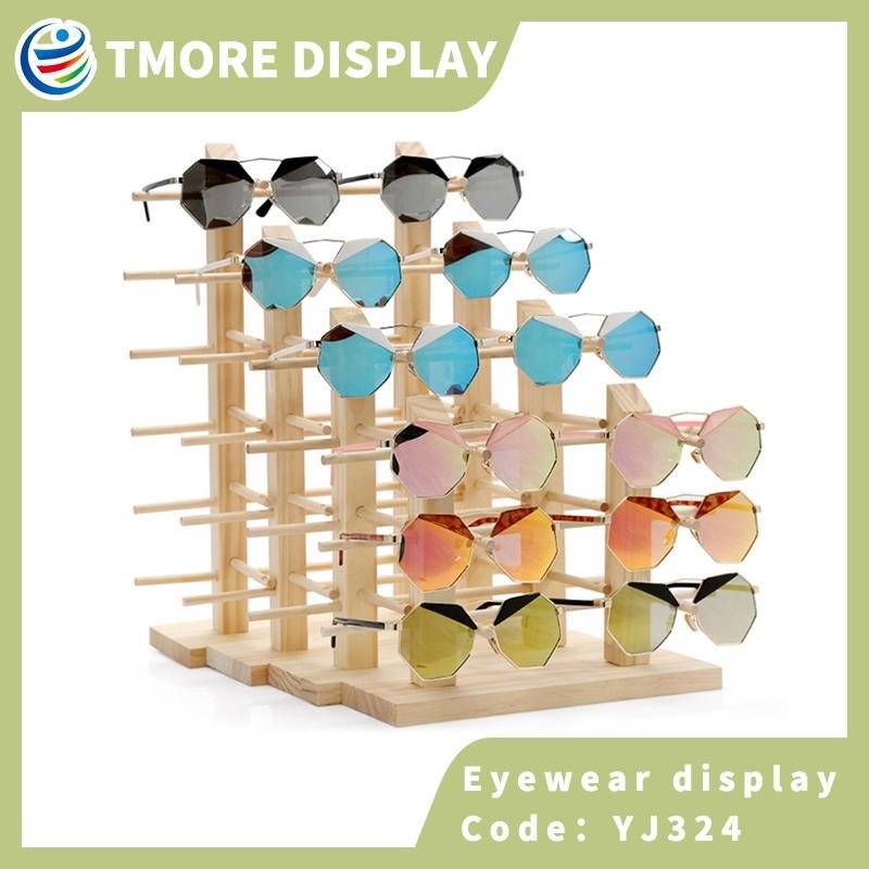 Wood tabletop eyewear display stand 3