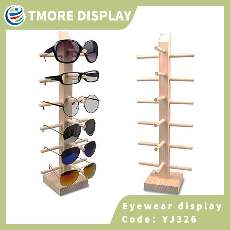 Wood tabletop eyewear display stand 4