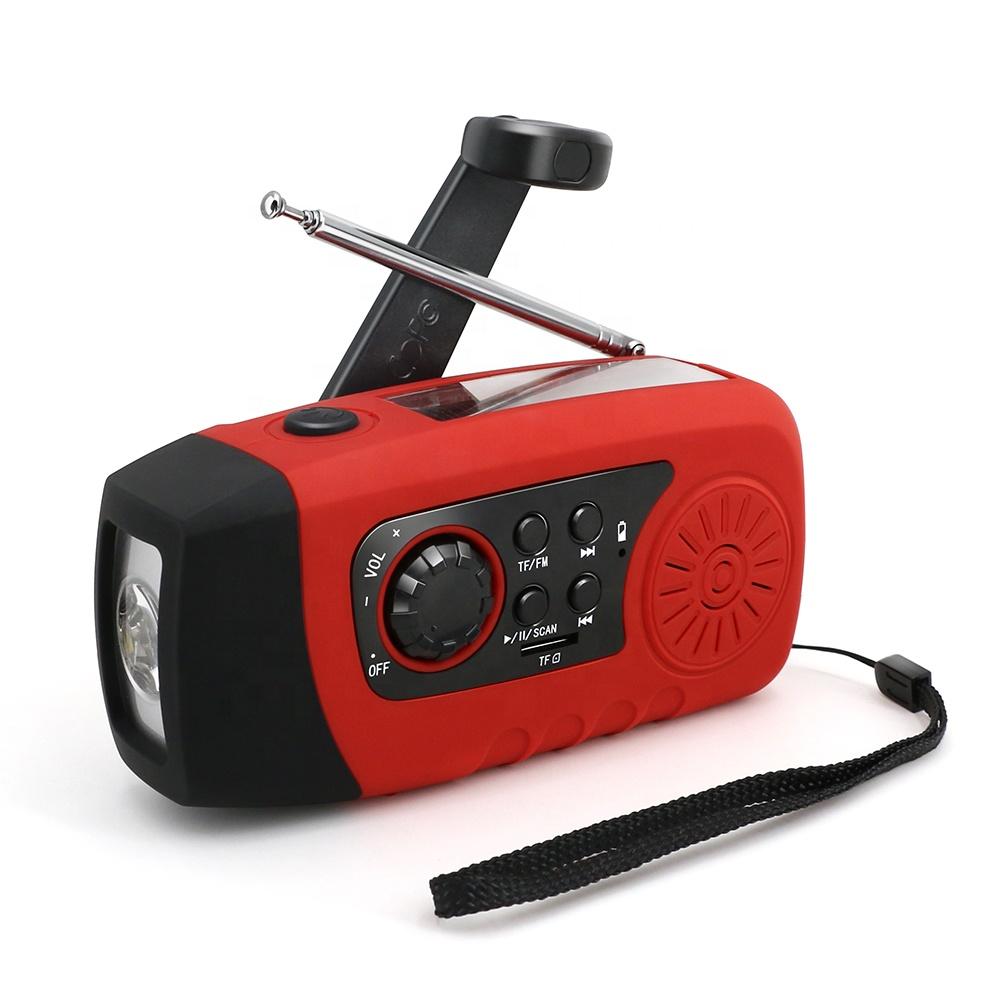 FM Pocket Camping Solar Hand Crank Radio with Power Bank in TF Card MP3 player