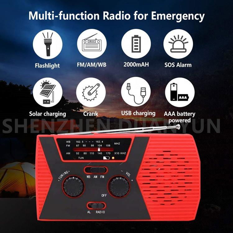 Portable Emergency Solar Hand Crank AM FM Radio Flashlight  3