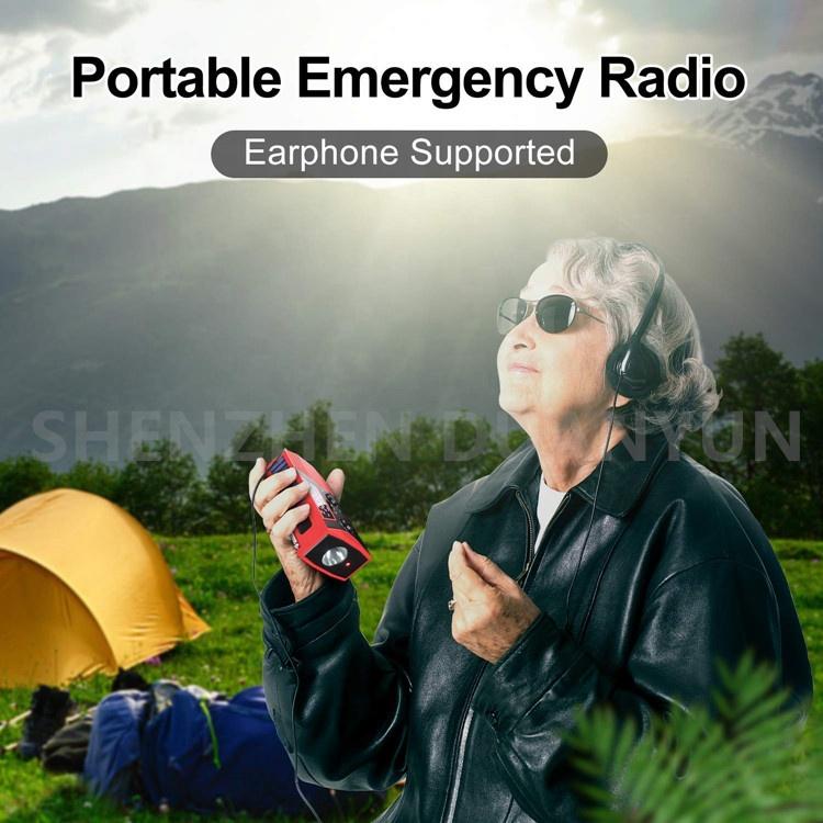 Portable Emergency Solar Hand Crank AM FM Radio Flashlight  5