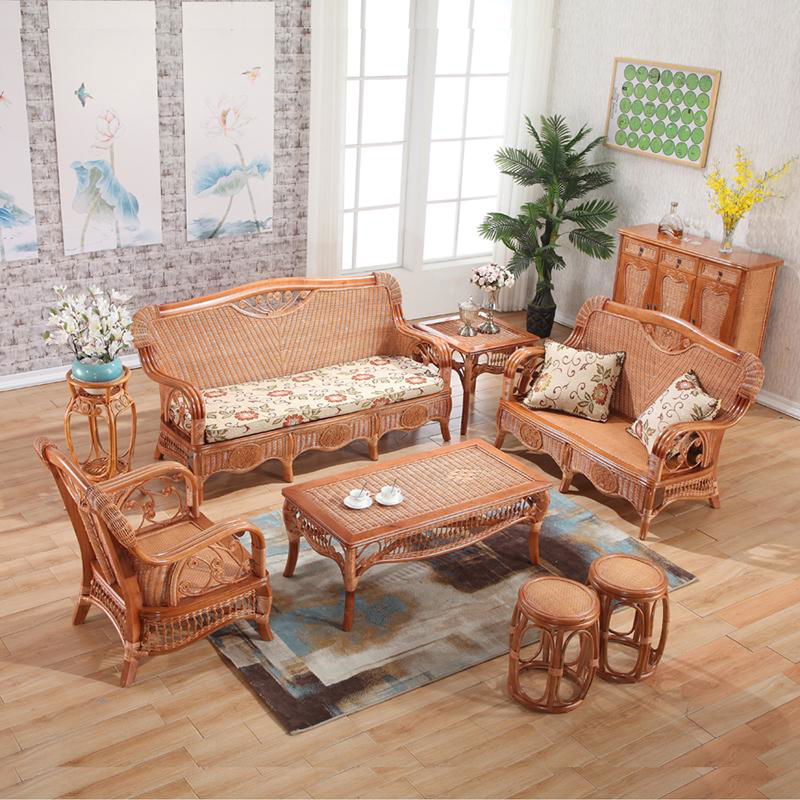 New Design Rattan Wooden Living Room Sofa Set Furniture