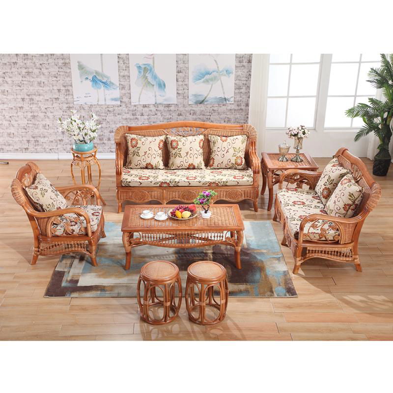 New Design Rattan Wooden Living Room Sofa Set Furniture 2