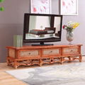 Wholesale Rattan TV Cabinet Soild Wood TV Stand for Living Room 1