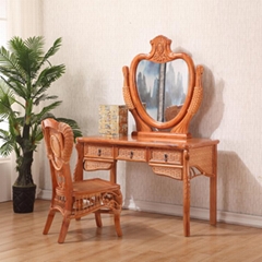 Elegant Wooden and Rattan Makeup Dressing Table Dressers