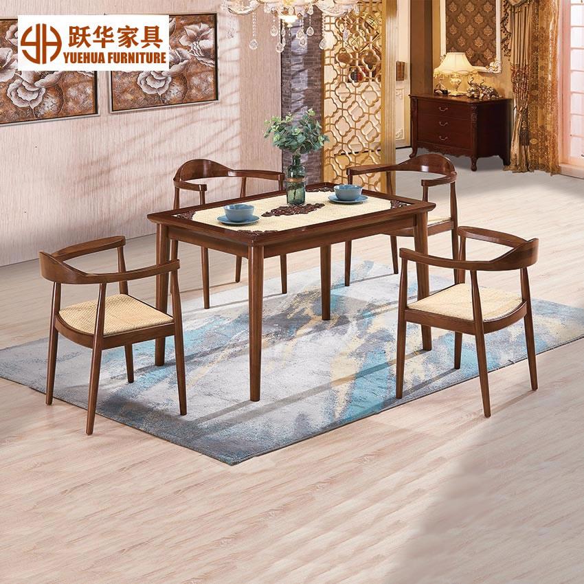 Simple Nordic Rattan Wooden Table Set Dining Table and Chair