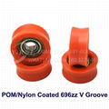 POM/NYLON Coated 696zz V Groove Plastic