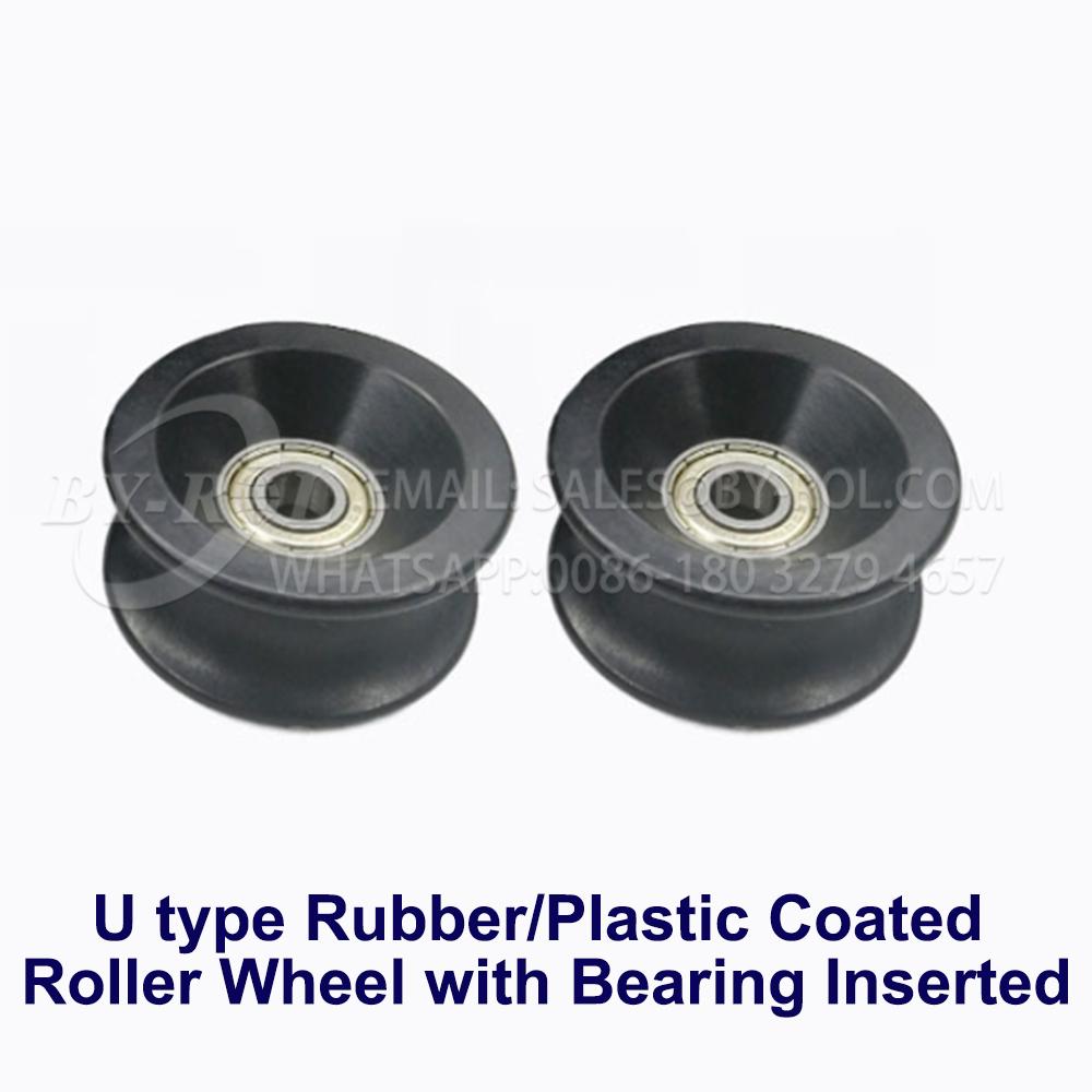 U Type Rubber/Plastic Coated Roller Wheel with Double Bearings Inserted 2