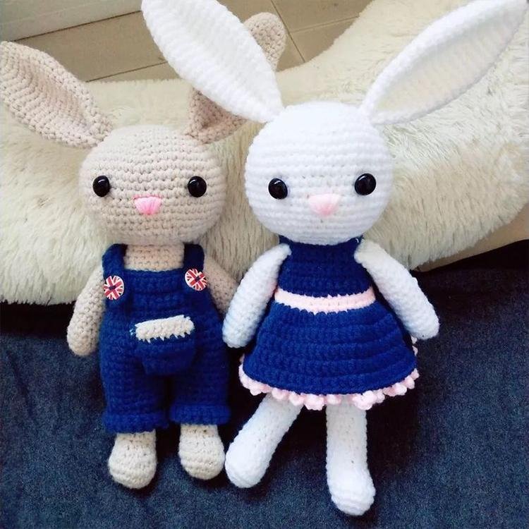 Wholesales Baby Crochet Amigurumi Bunny Stuffed Toys 100% Handmade Knit Animal T 3
