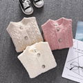 Long-sleeved female baby high-end walker clothes solid color newborn baby button 3