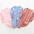 Long-sleeved unisex newborn baby clothes solid color capless toddler button jump 1