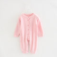 Long-sleeved unisex newborn baby clothes solid color capless toddler button jump 3