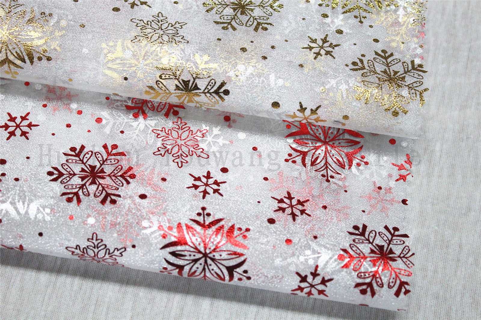 Printed Snowflake Design Snow Organza Fabric