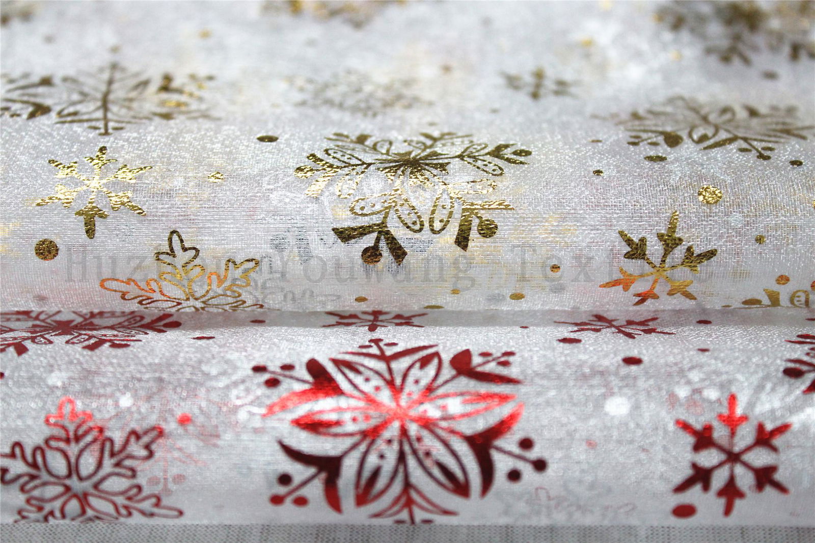 Printed Snowflake Design Snow Organza Fabric 2