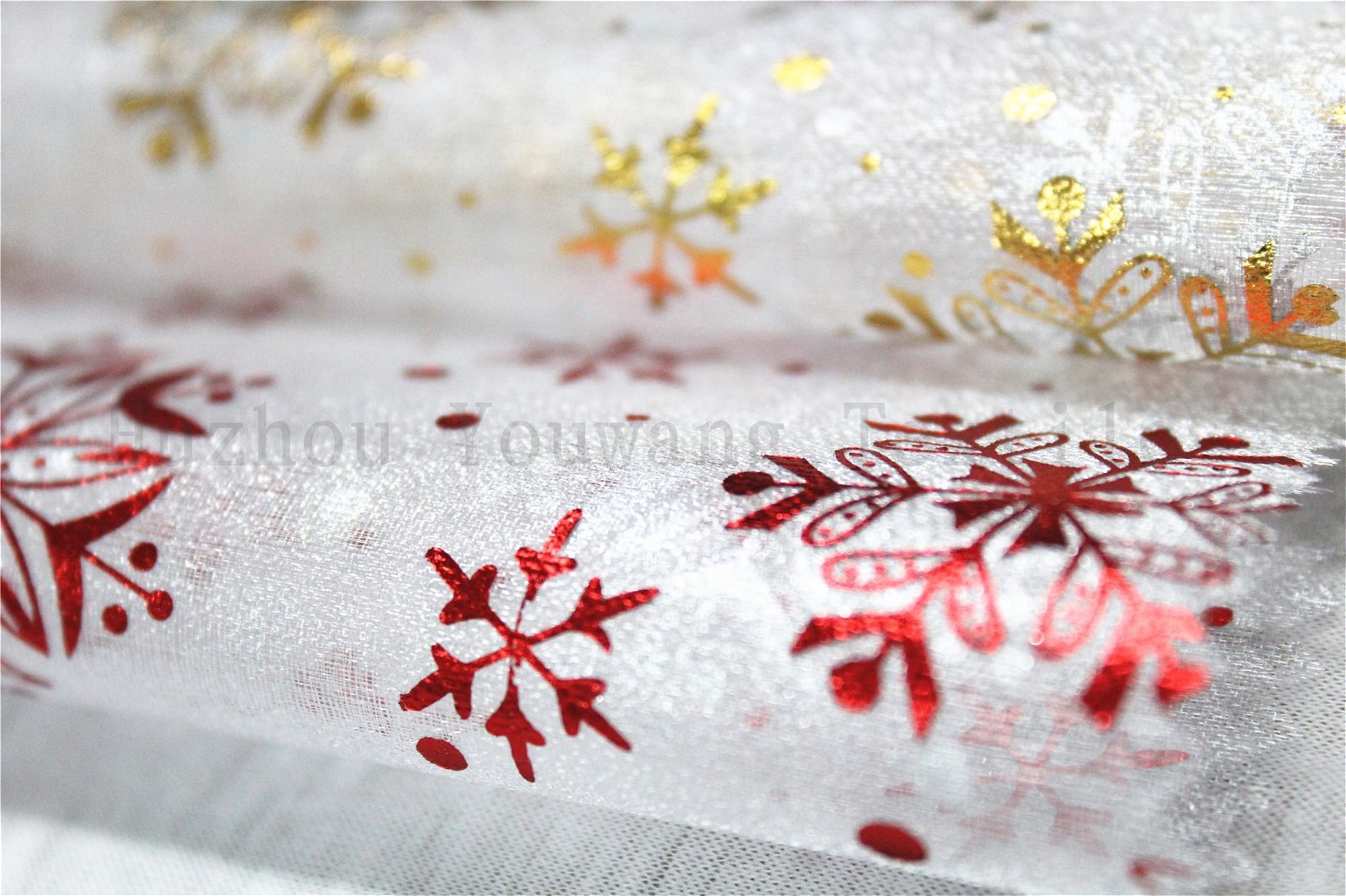 Printed Snowflake Design Snow Organza Fabric 3