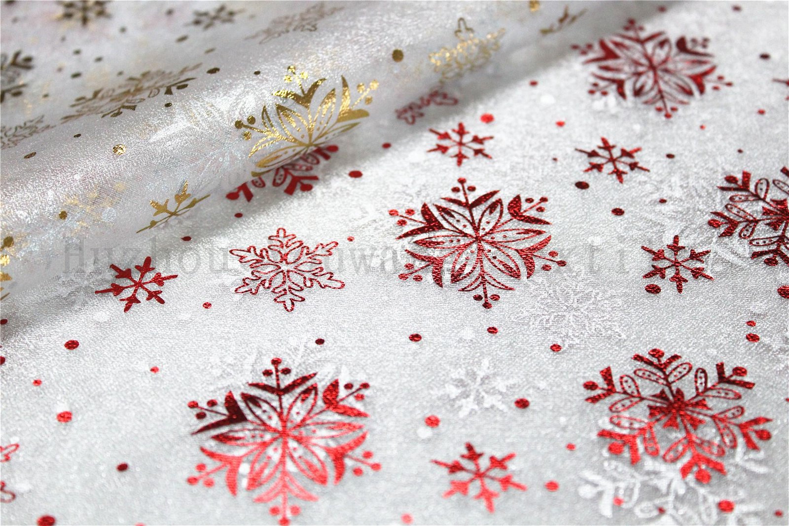 Printed Snowflake Design Snow Organza Fabric 4