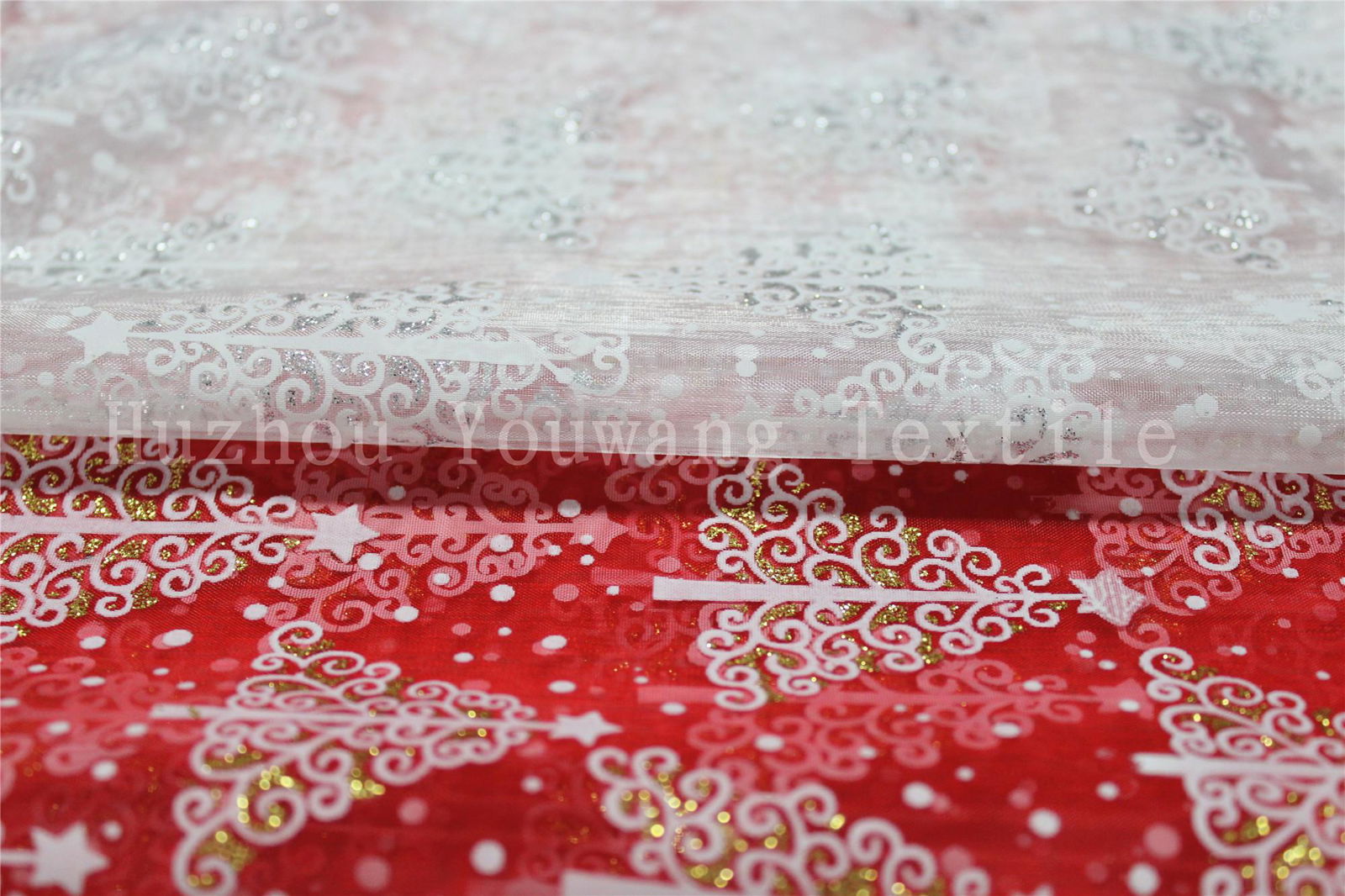 Glitter Christmas Design Glass Organza Fabric 2