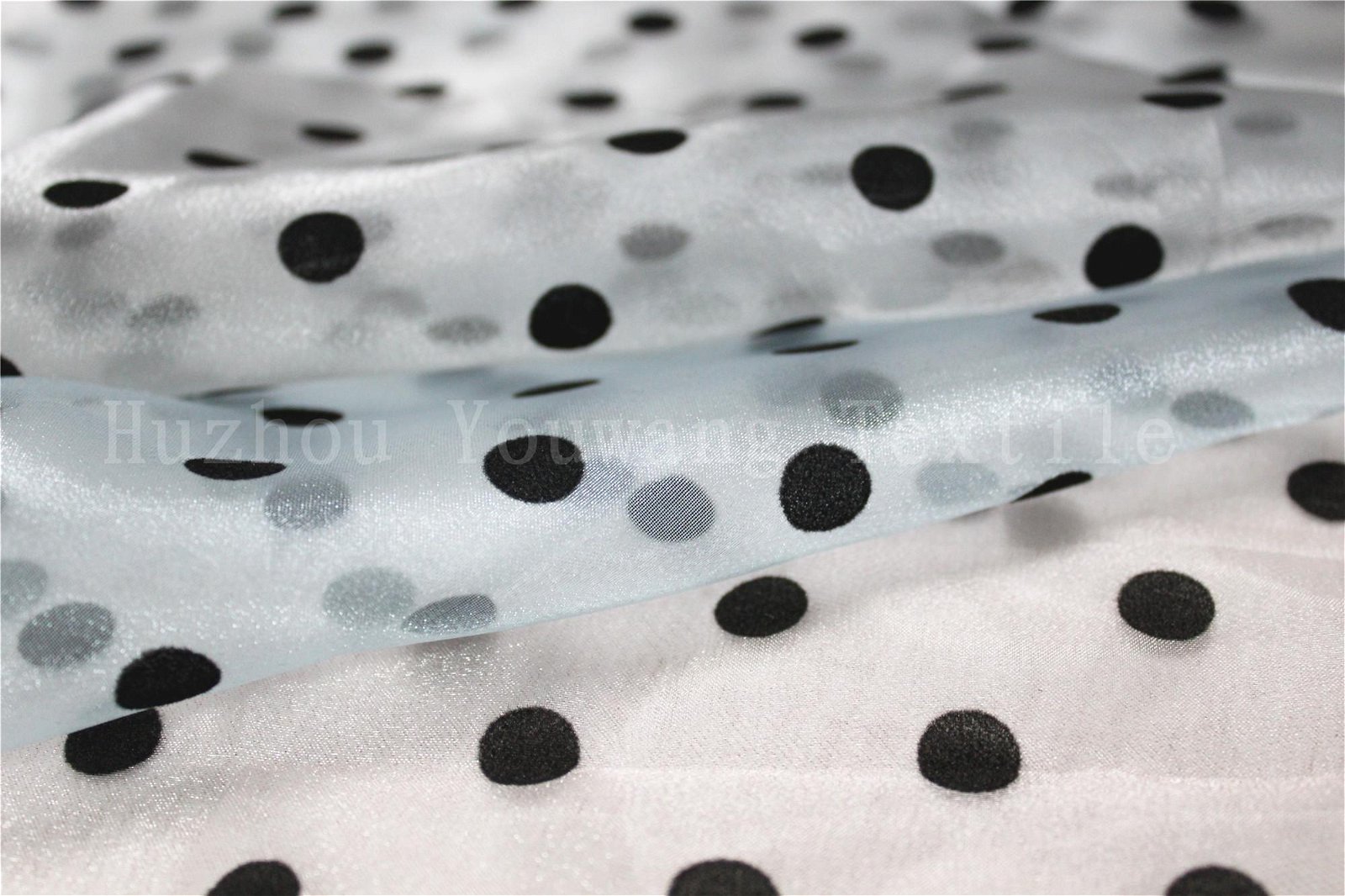Flocking Dots Crystal Organza Fabric 3