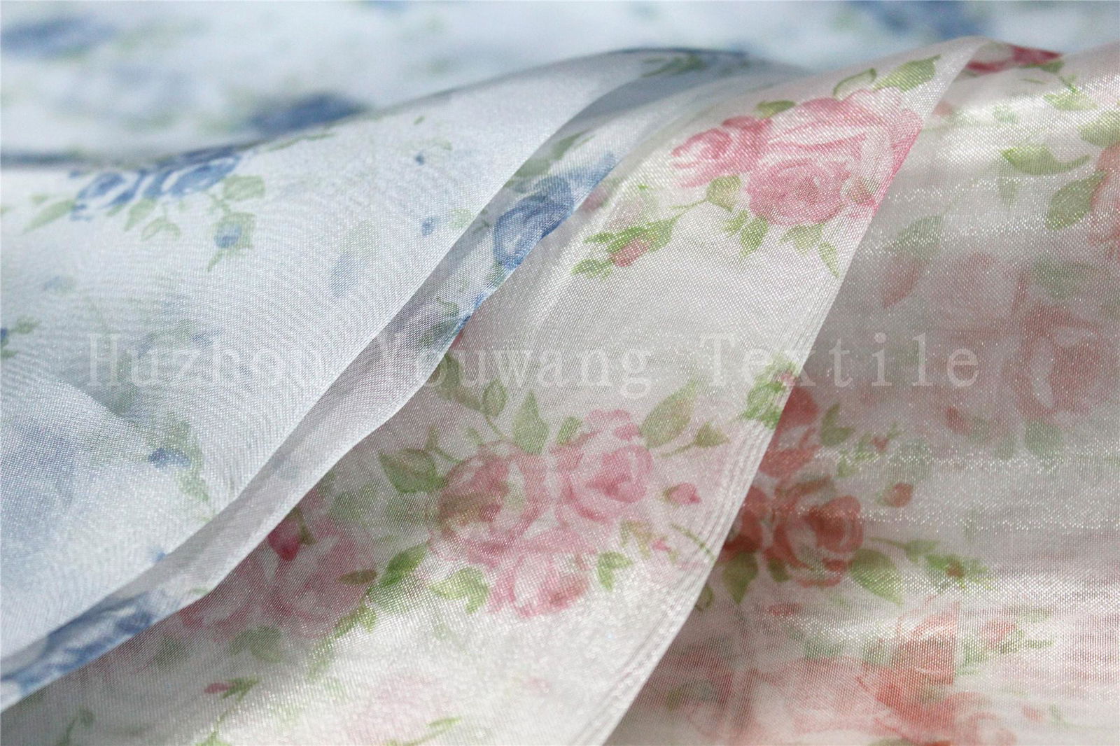 Printed Flower Design Crystal Organza Fabric 3