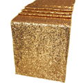 Sequin Table Runner Gold Color, 12 by 72 Inches Glitter Gold Decorative Fabric  1