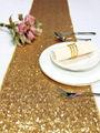 Sequin Table Runner Gold Color, 12 by 72 Inches Glitter Gold Decorative Fabric 
