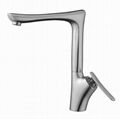 High Quality Brushed Bathroom Deck Mounted Basin Faucet Taps 2