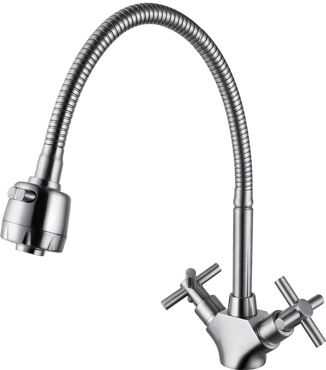 High Quality Brushed Bathroom Deck Mounted Basin Faucet Taps 3