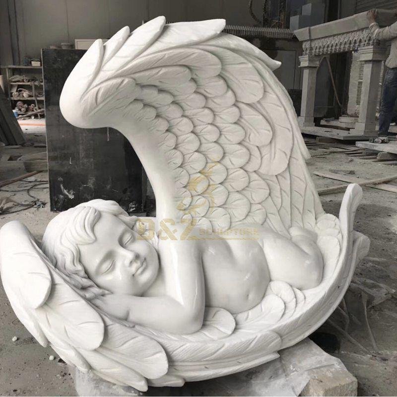 Open Wings Serene Baby Angel White Headstones