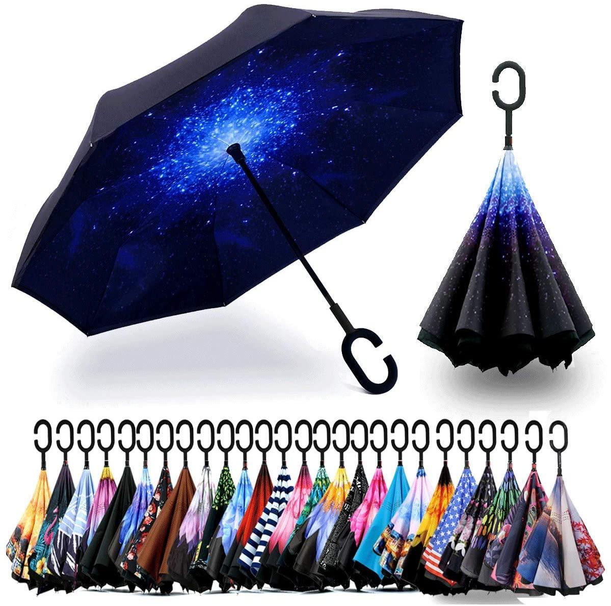 Double Layer Inverted Umbrella with C-Shaped Handle 3