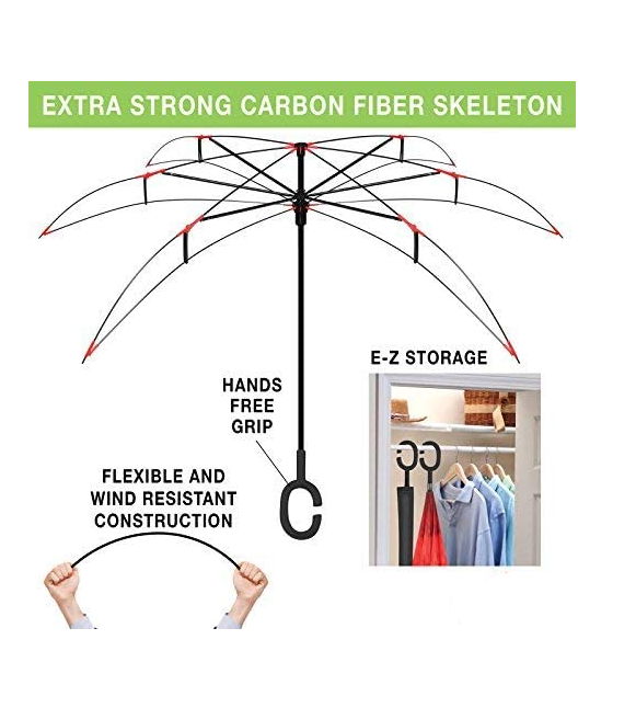 Double Layer Inverted Umbrella with C-Shaped Handle 4