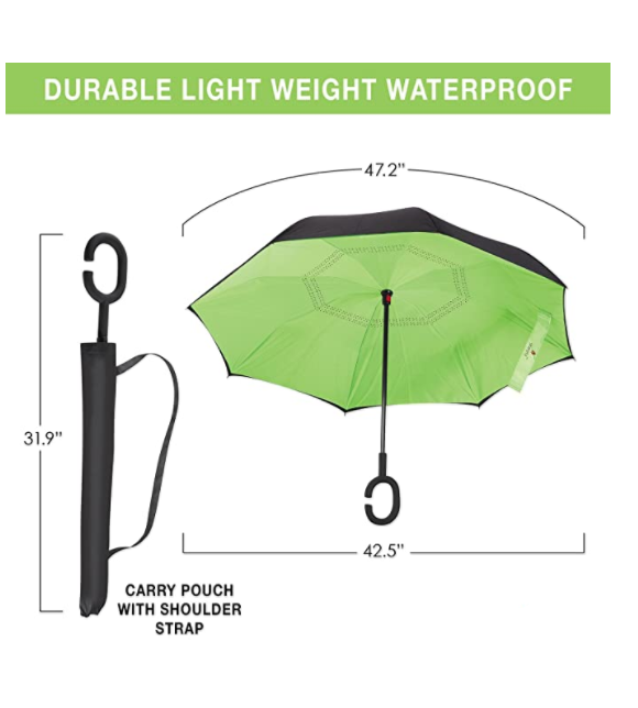 Double Layer Inverted Umbrella with C-Shaped Handle 5