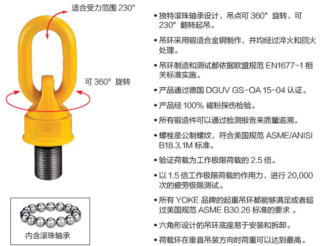YOKE萬向旋轉弔環 進口弔環 VWBG弔環 M8-M90弔環