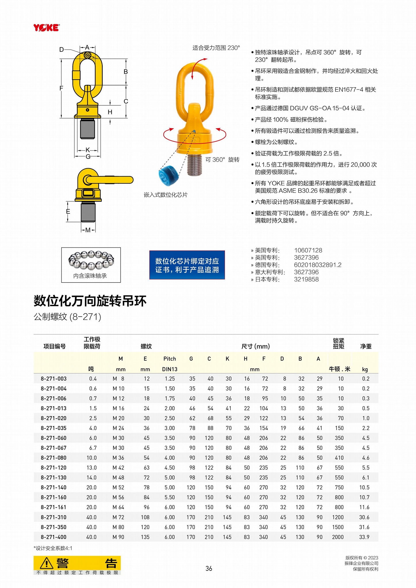 YOKE萬向旋轉弔環 進口弔環 VWBG弔環 M8-M90弔環 4