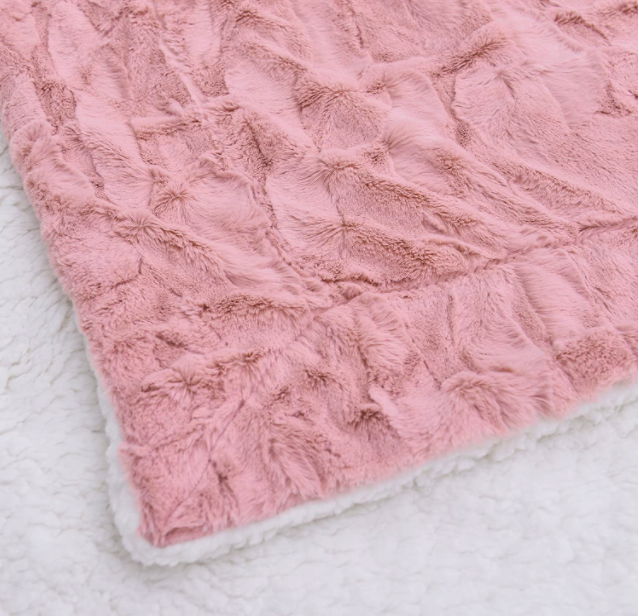 Dusty Rose Home Fashion SOFT PINK fake Faux Fur Sherpa Throw Blanket  2