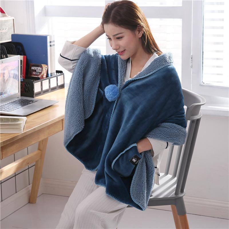 Ladies Winter Thickening Warm Office Siesta Multifunctional Shawl Blanket  3