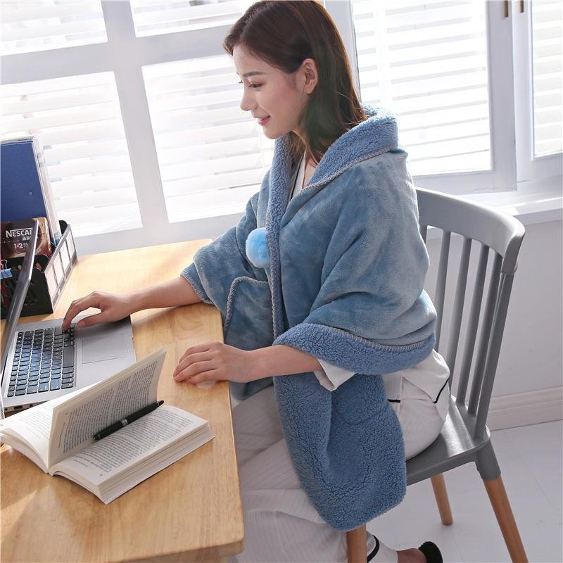 Ladies Winter Thickening Warm Office Siesta Multifunctional Shawl Blanket  4